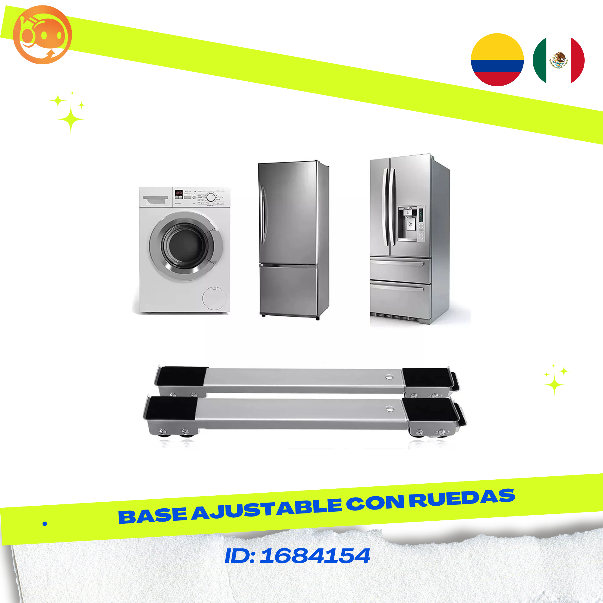 Base Ajustable con Ruedas para Lavadora